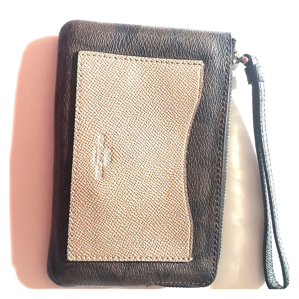 New Brown and Gold Coach Wristlet - Picture 1 of 6